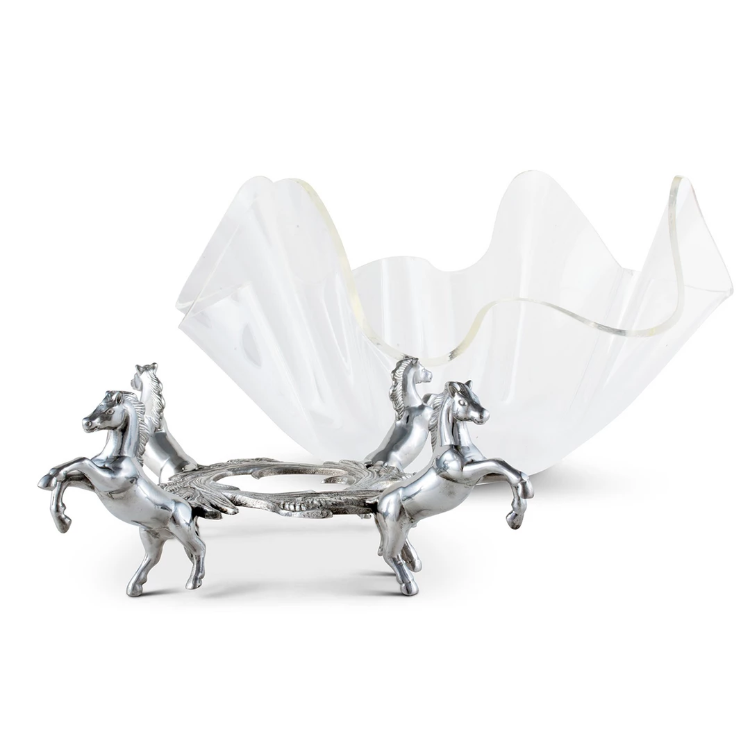 Wholesale 💯 Equestrian Decor Arthur Court Acrylic Bowl With Horse Stand - 14" 🧨 4 Equestrian Decor Arthur Court Acrylic Bowl With Horse Stand - 14"