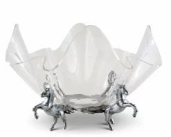 Arthur Court Equestrian 11" Acrylic Bowl With Horse Stand Equestrian Decor