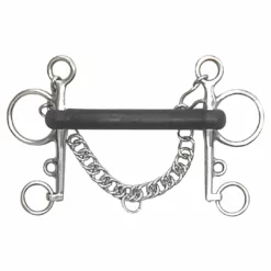 English Riding Supply Centaur Stainless Steel Hard Rubber Mullen Mouth Pelham Bit