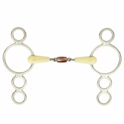 English Riding Supply Horse Bits Happy Mouth Dbl Joint Copper Roller Mouth 2-Ring Pessoa Gag