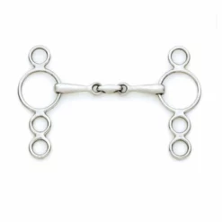 English Riding Supply Centaur Stainless Steel Small Cheek 3-Ring Gag With Center Peanut Bit Horse Bits