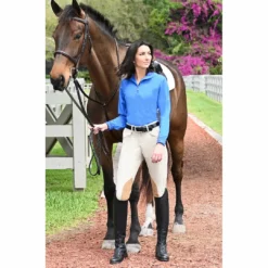 English Riding Supply Ovation EuroWeave DX Taylored Ladies Front Zip Knee Patch Euro Seat Breeches
