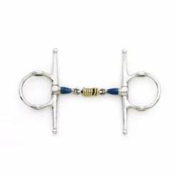 English Riding Supply Centaur Blue Steel Full Cheek Double Jointed Mouth With Loose Brass Roller Disks