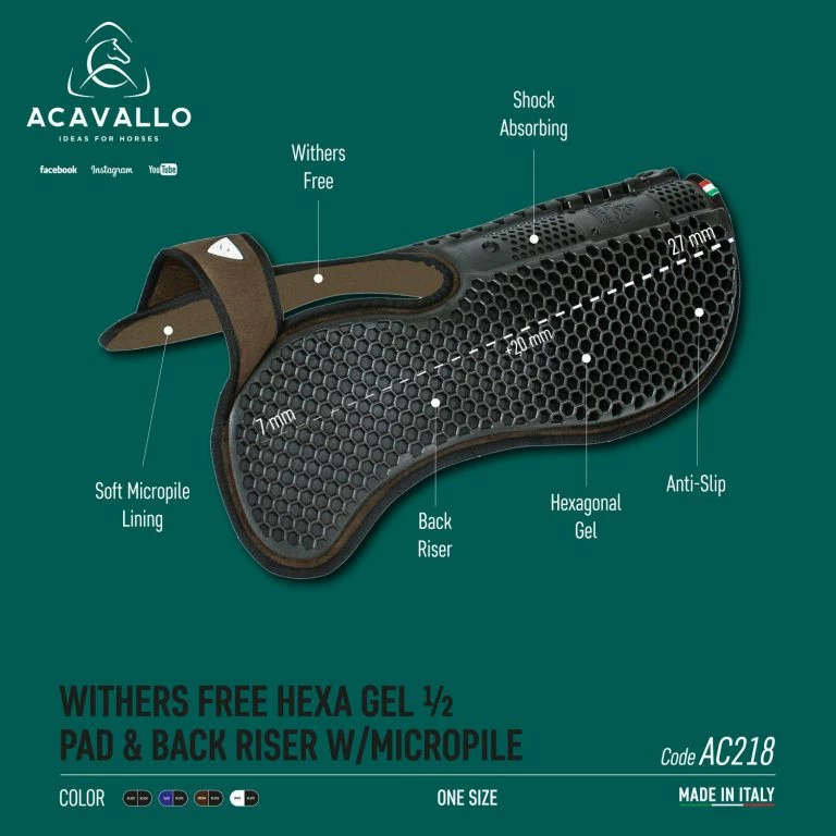Cheap ⭐ Frantisi Acavallo Withers Free Hexa Gel 1/2 Pad & Back Riser W/Micropile 😍 4 Frantisi Acavallo Withers Free Hexa Gel 1/2 Pad & Back Riser W/Micropile