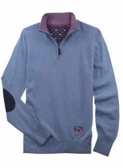 Sweaters Essex Classics “Trey” Quarter-Zip Sweater "Peeps" Light Denim