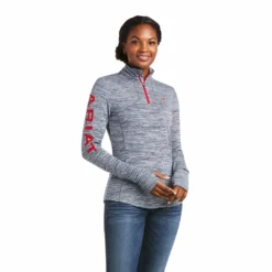 Ariat Women's Gridwork 1/4 Zip Long Sleeve Baselayer-Sale