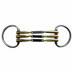 French Equestrian Horse Bits Jump' In Triple Mouthpiece D-Ring Bit