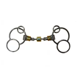 French Equestrian Horse Bits Jump'in Roller German 3-Ring Bit