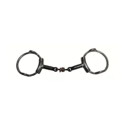 French Equestrian Horse Bits Jump'in Double Jointed Blue Steel With Copper Rings Gag Bit