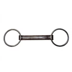 French Equestrian Horse Bits Jump' In Straight Leather Loose Ring Bit