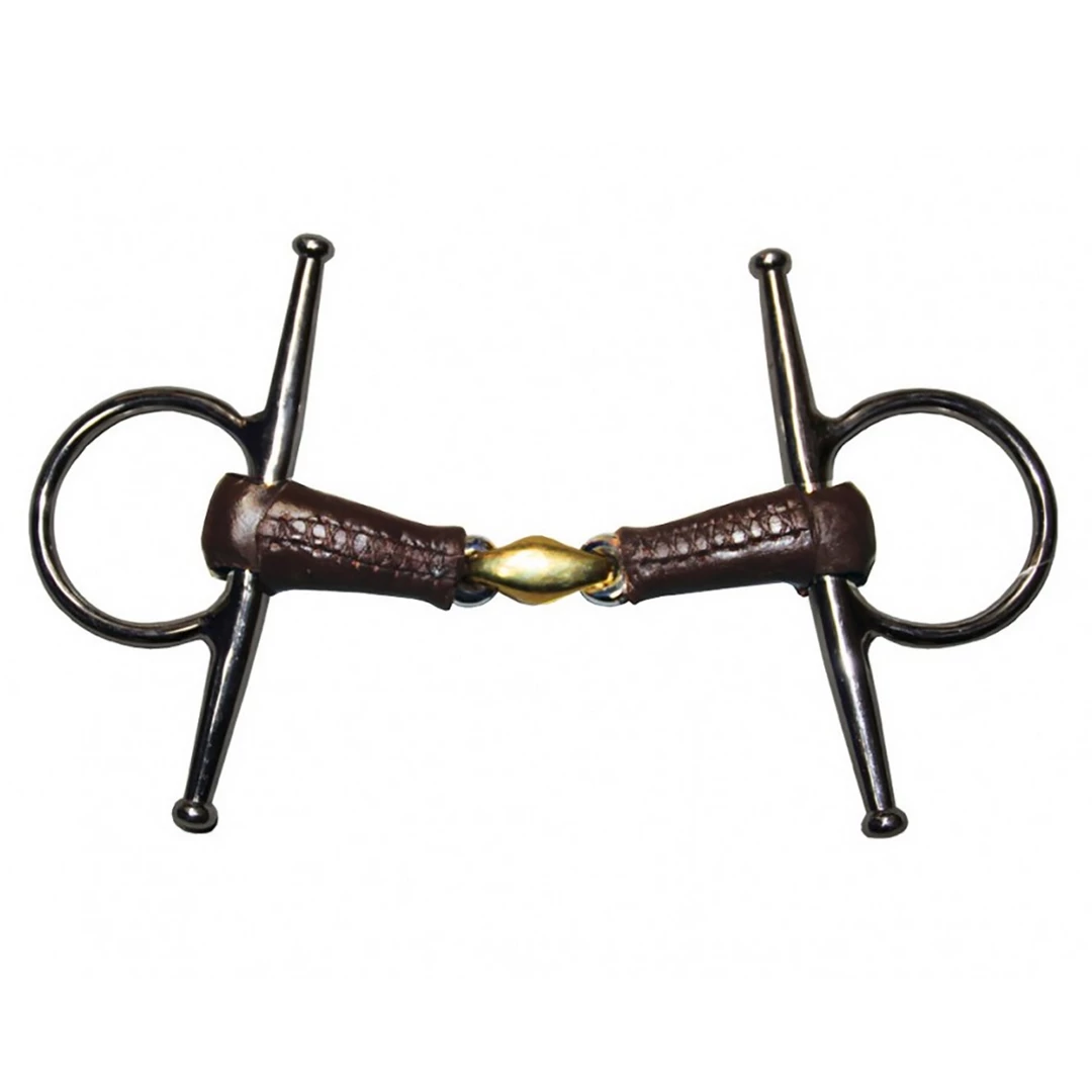 Outlet ✨ French Equestrian Jump'in Leather Covered French Link Full Cheek Bit 🥰 3 French Equestrian Jump'in Leather Covered French Link Full Cheek Bit