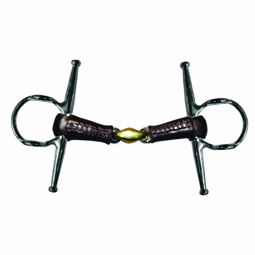 Deals 🔔 French Equestrian Jump'in Leather Covered French Link Full Cheek Gag Bit ✨ 3 French Equestrian Jump'in Leather Covered French Link Full Cheek Gag Bit