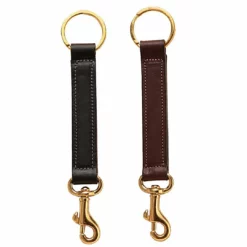Tory Leather Brass Snap Key Fob Equestrian Decor