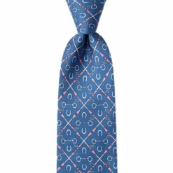 Wild Attire Inc. Cream Of The Crop Blue Silk Tie Equestrian Accessories