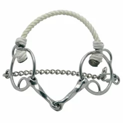 Partrade Metalab Single Joint Twisted Combination Bit With Rope Noseband Horse Bits