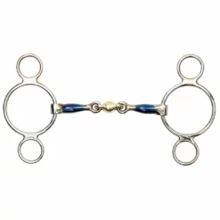 Shires Equestrian Products Shires Blue Sweet Iron Two Ring Gag With Lozenge Horse Bits