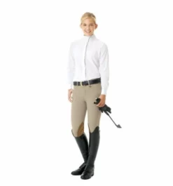 English Riding Supply Ovation Child's Celebrity EuroWeave DX Euro Seat Front Zip Knee Patch Breeches