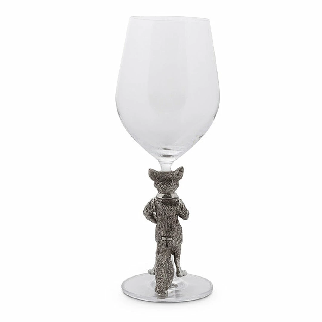 New 🥰 Arthur Court Equestrian 👗 Dressed Fox Wine Glass ⭐ 4 Arthur Court Equestrian Dressed Fox Wine Glass