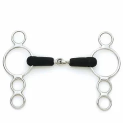 English Riding Supply Centaur Stainless Steel Jointed Rubber Mouth 3-Ring Gag Bit