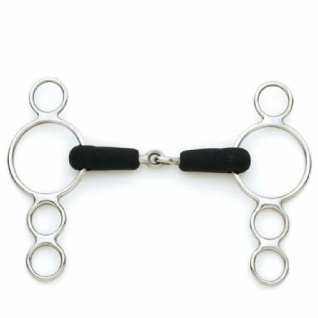 Flash Sale 😍 English Riding Supply Centaur Stainless Steel Jointed Rubber Mouth 3-Ring Gag Bit 🎉 3 English Riding Supply Centaur Stainless Steel Jointed Rubber Mouth 3-Ring Gag Bit